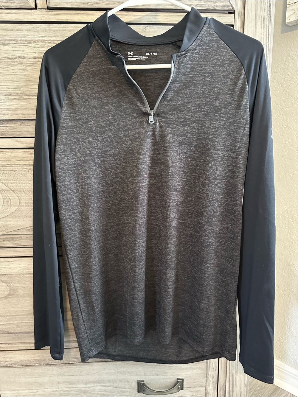 Under Armour Men's Charcoal Heather and Black Quarter-Zip Pullover